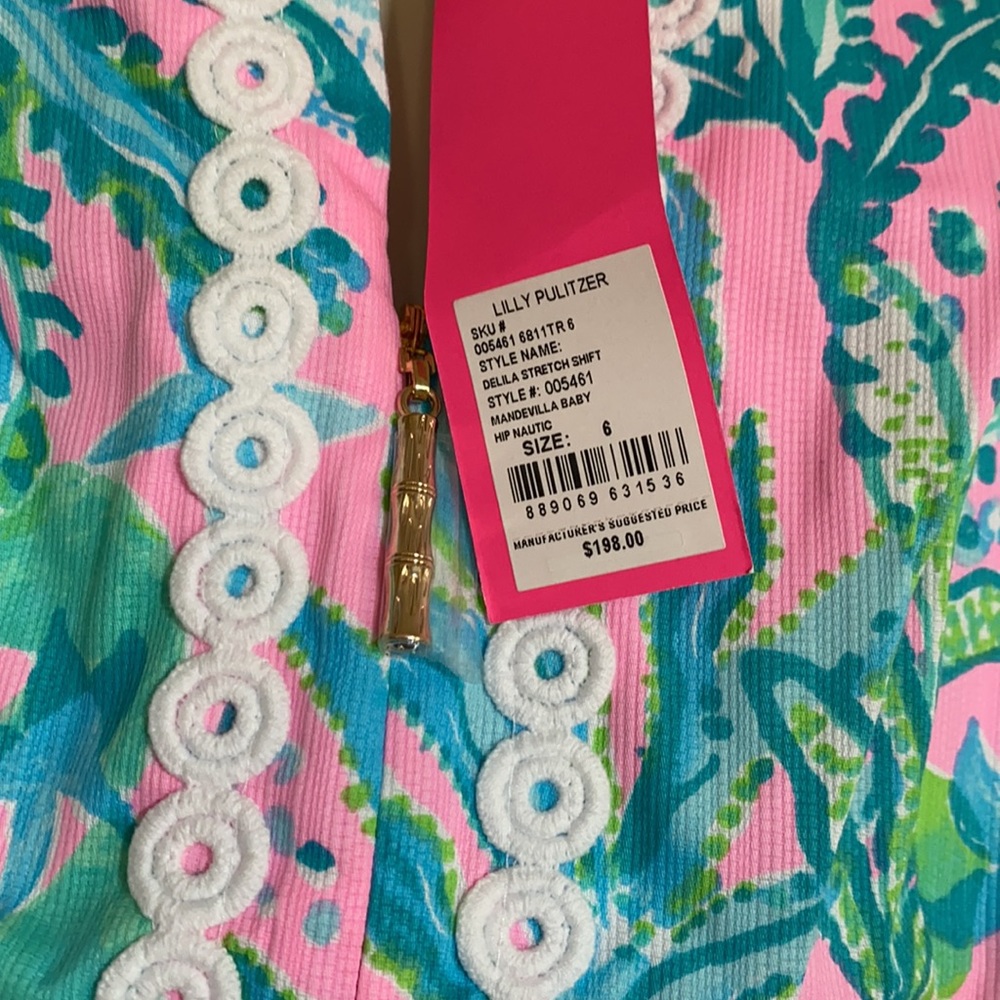 Lilly Pulitzer Delila stretch shift in mandevilla - Picture 2 of 3
